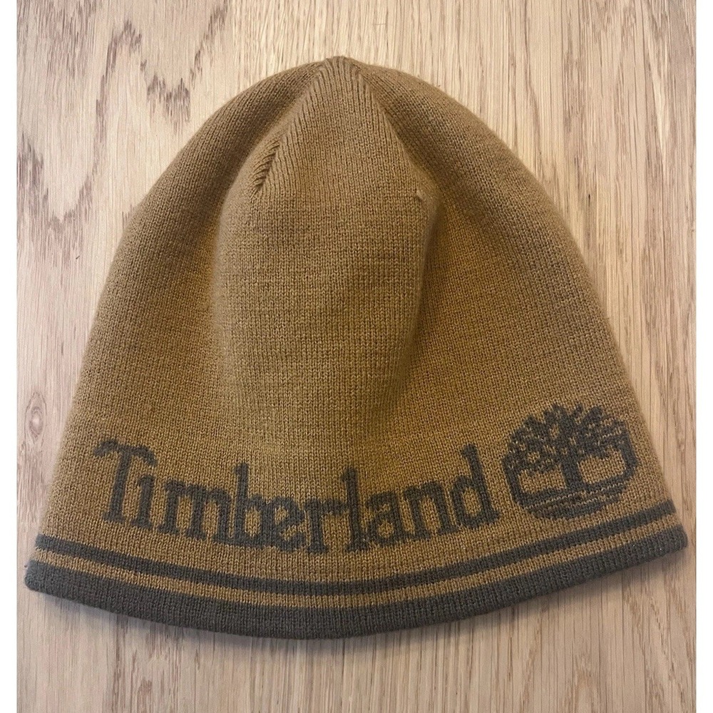 Timberland Beanie Reversible Hat Gold and Green